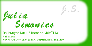 julia simonics business card